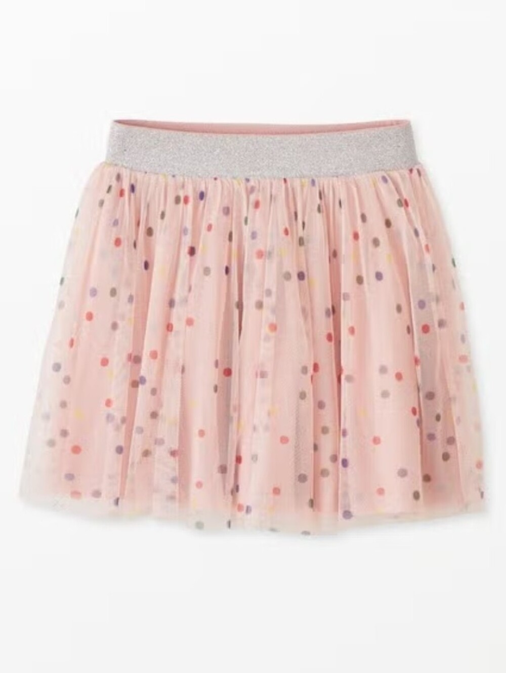 HANNA ANDERSSON Pink Polka Dot Tulle Party Skirt with Silver Waistband
